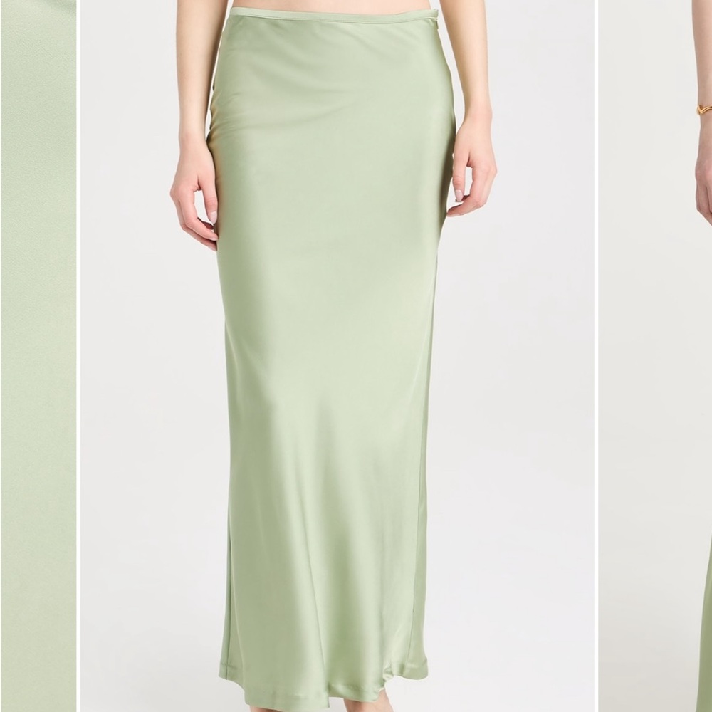 Lioness Hudson maxi skirt BIAS cut satin in Sage color